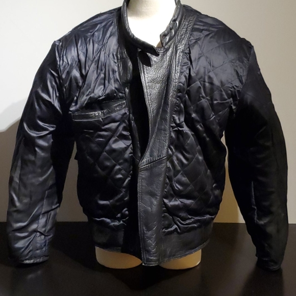 Bonus Leather Padded Double Zip Motorcycle Jacket - Picture 13 of 15